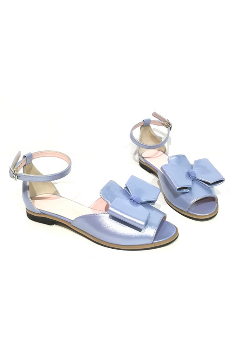Buy Sandals Women`s Closed Heel Open Toe Bow Leather Comfortable Blue Strap, Designer shoes